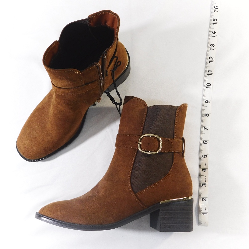 Liz Claiborne Brown Suede Buckle Ankle Boots – Size 8M - Picture 10 of 13